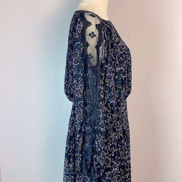 Free People Open Waters Charlotte Long Lace Sleeve Floral Dress small - Picture 6 of 16